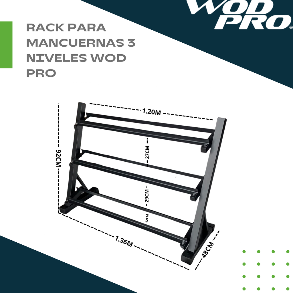 Rack para mancuernas 3 niveles para 10 pares Wod Pro