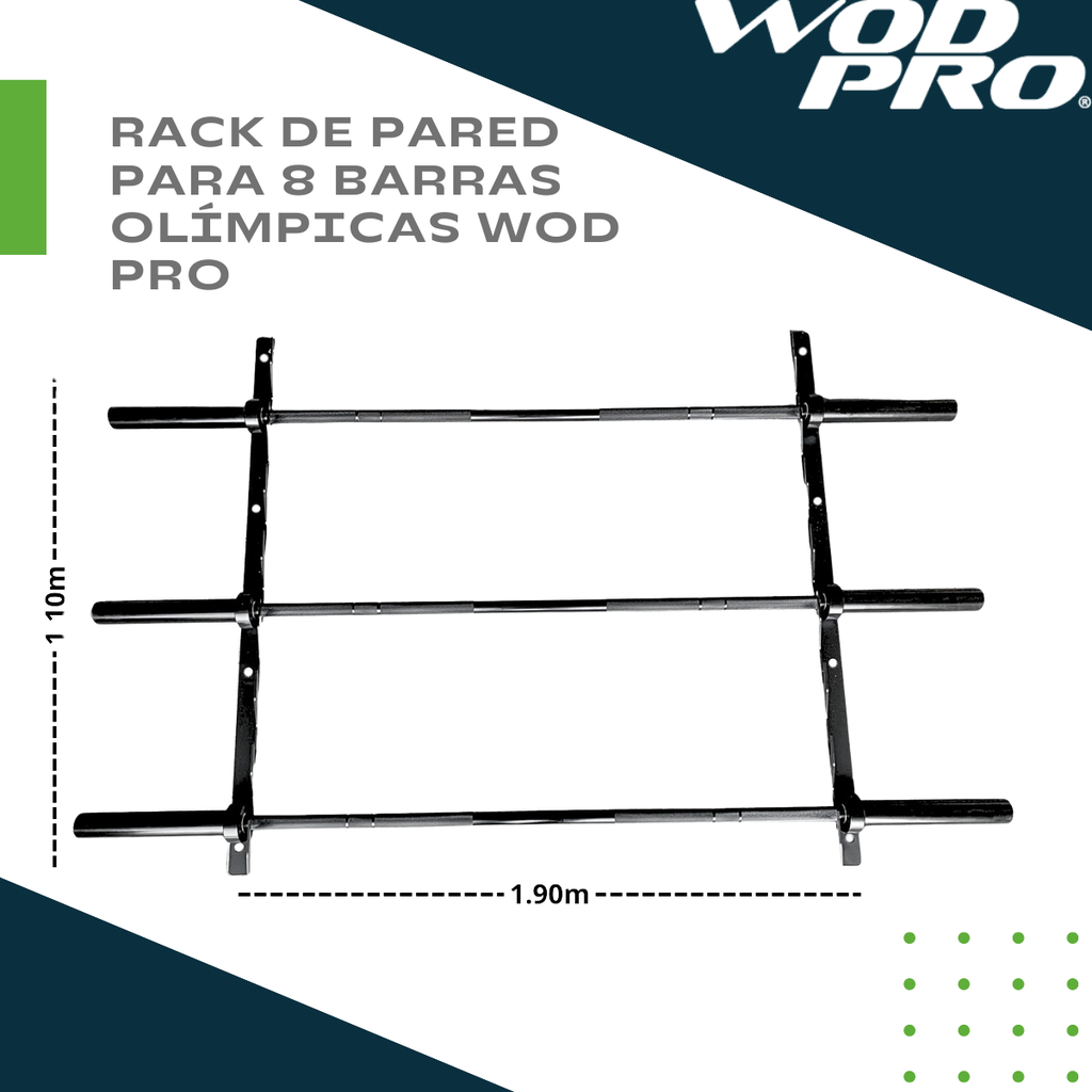 Rack de pared para 8 barras olímpicas Wod Pro