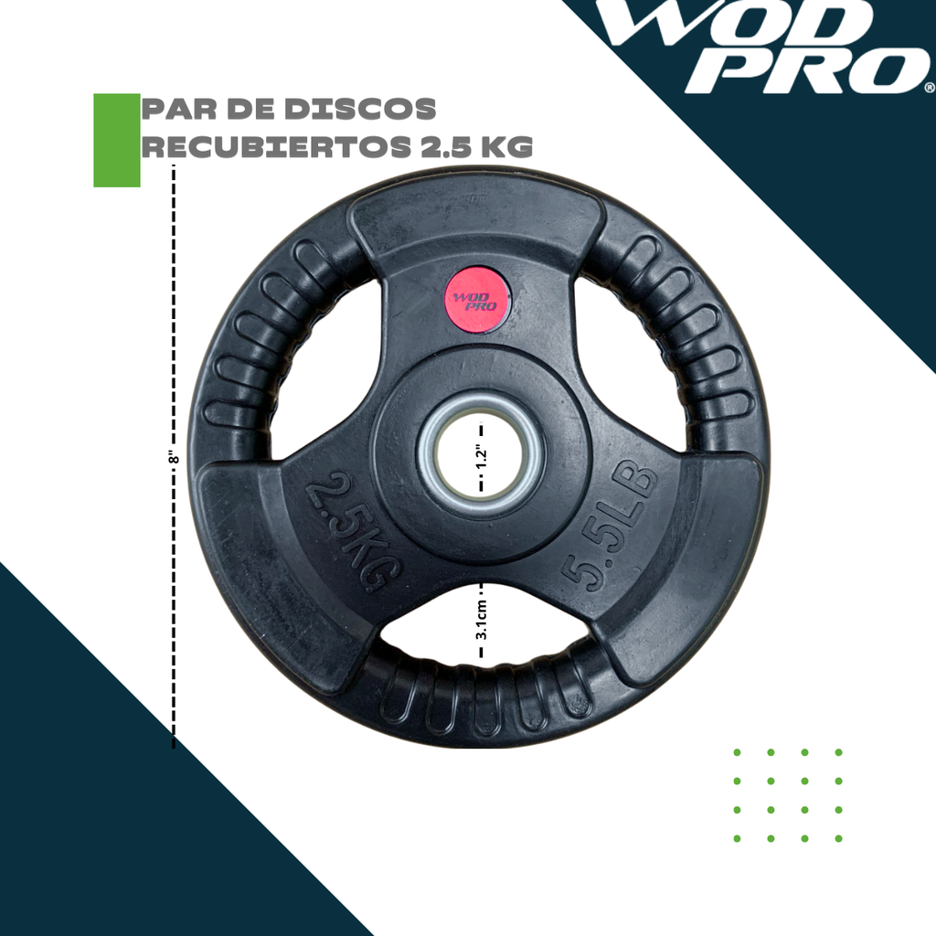Par de discos estándar 1" 2.5 kg recubiertos Wod Pro
