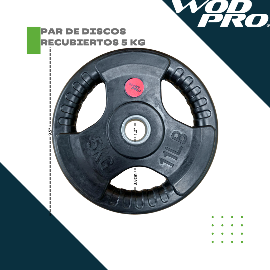 Par de discos estándar 1" 5 kg recubiertos Wod Pro