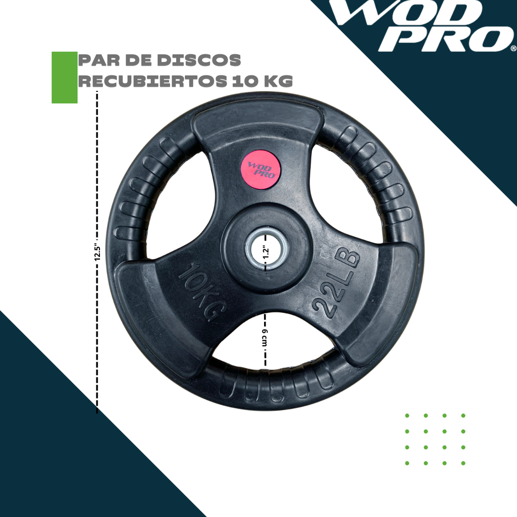 Par de discos estándar 1" 10 kg recubiertos Wod Pro
