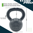 Pesa rusa 8 kg acero gris Wod Pro