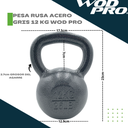 Pesa rusa 12 kg acero gris Wod Pro