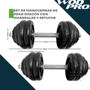 Set de mancuernas de 30kg discos con manerales y estuche Wod Pro