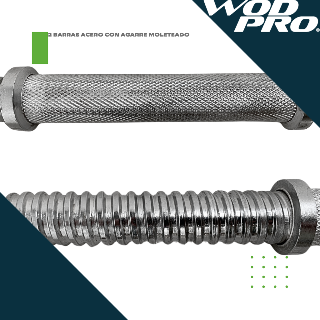 Set de mancuernas de 30kg discos con manerales y estuche Wod Pro