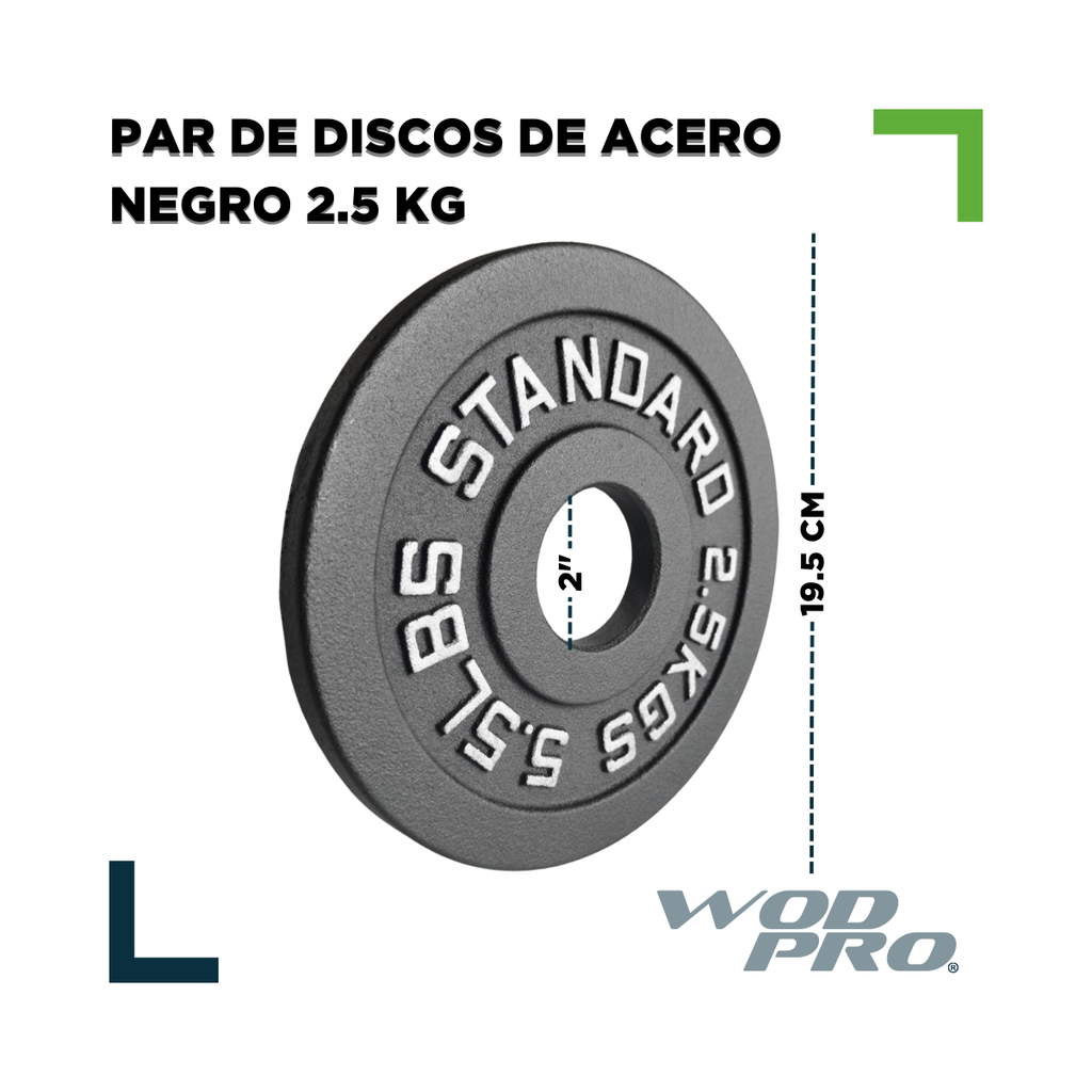Par de discos de acero negro 2.5 kg Wod Pro