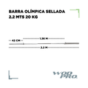 Barra olímpica sellada 2.2 mts 20 kg 1000 lb Wod Pro