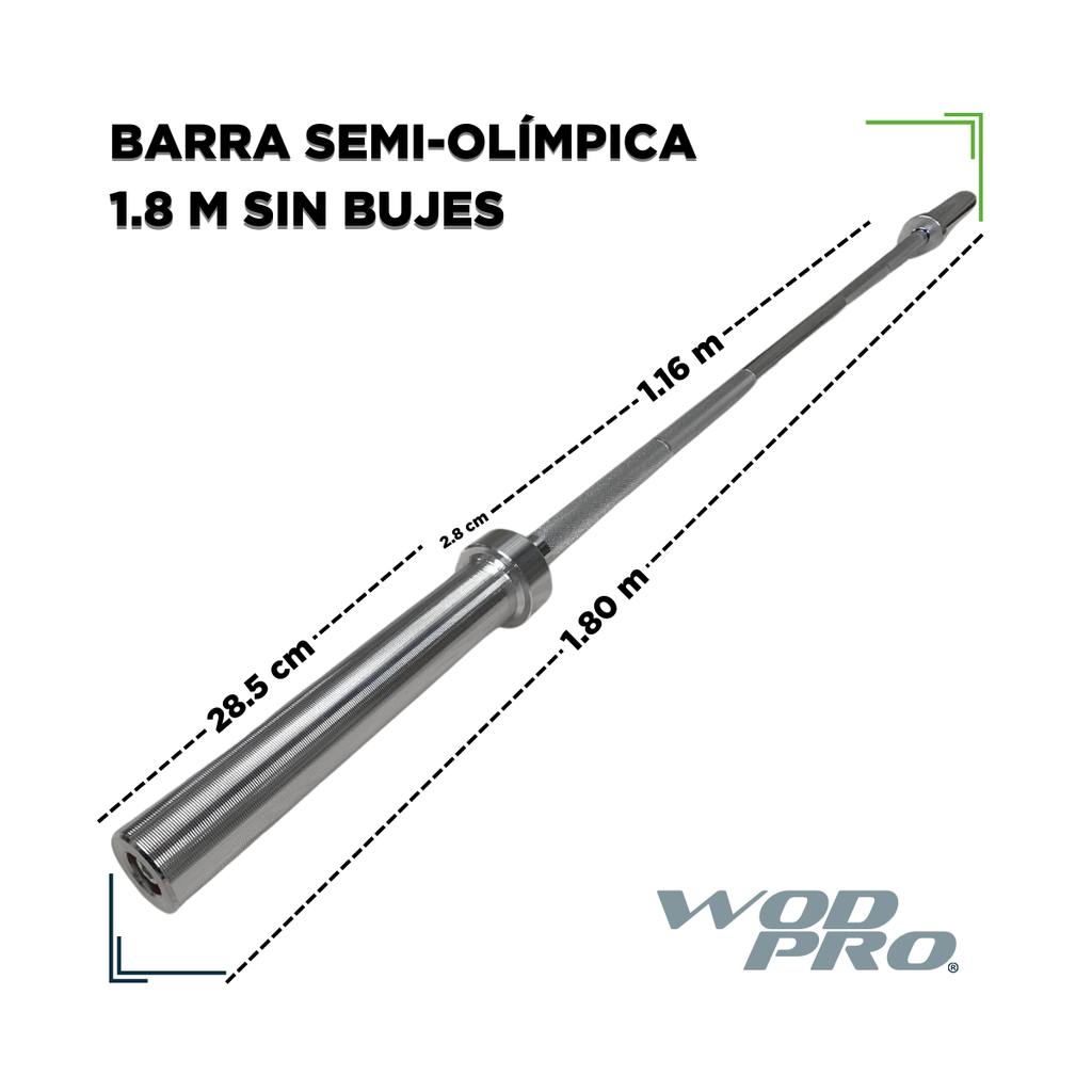 Barra semi-olímpica Wod Pro 1.8 m sin bujes