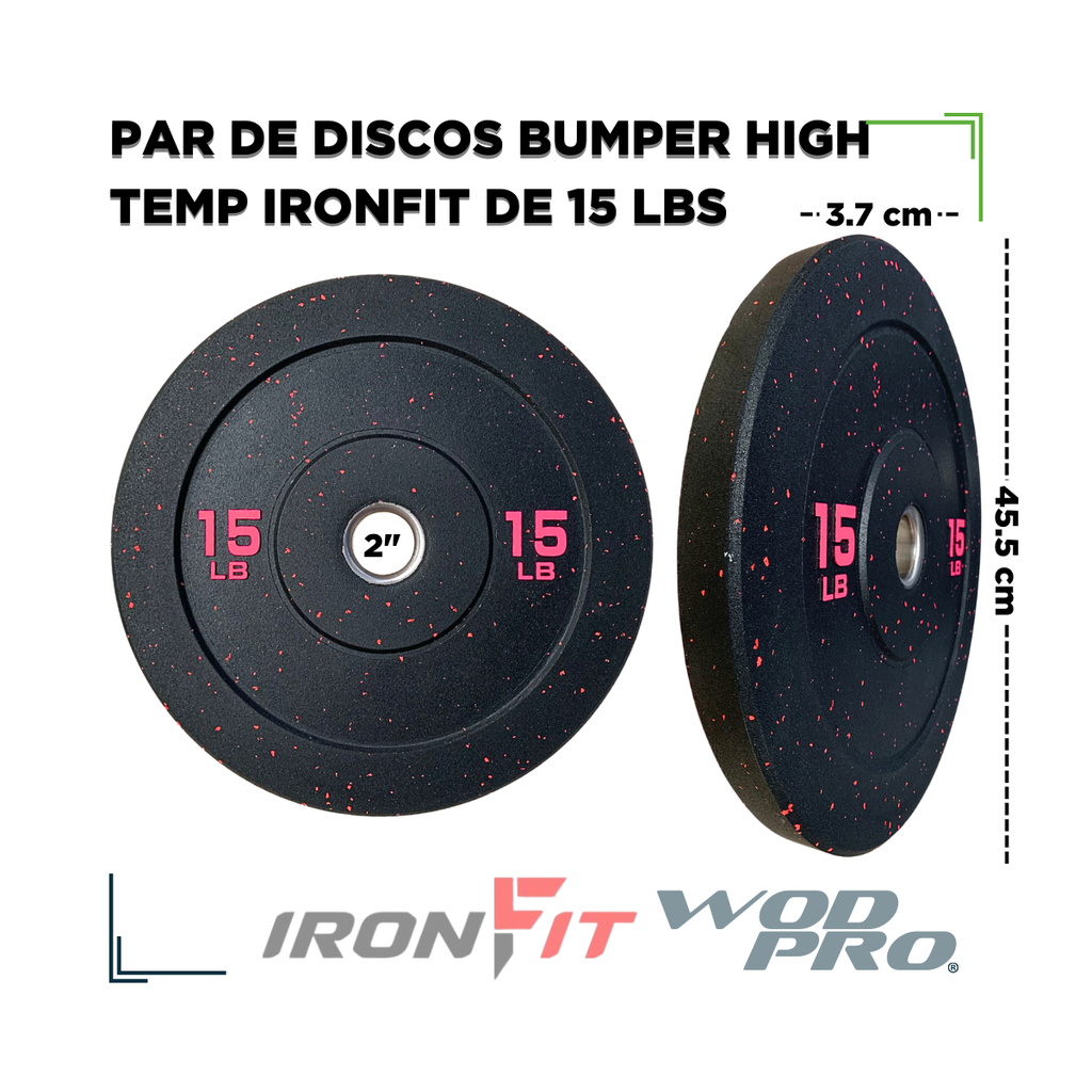 Par de Discos Bumper High Temp IronFit de 15 Lbs