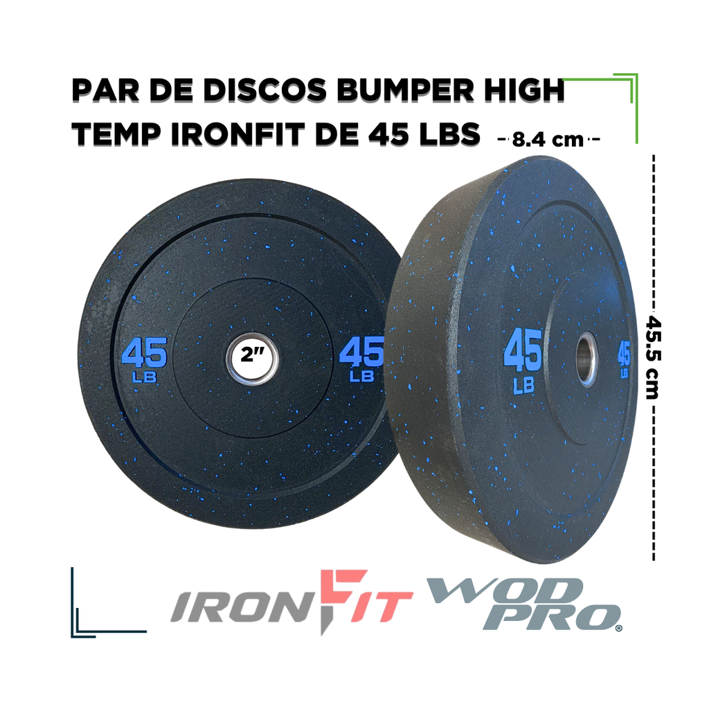 Par de Discos Bumper High Temp IronFit de 45 Lbs