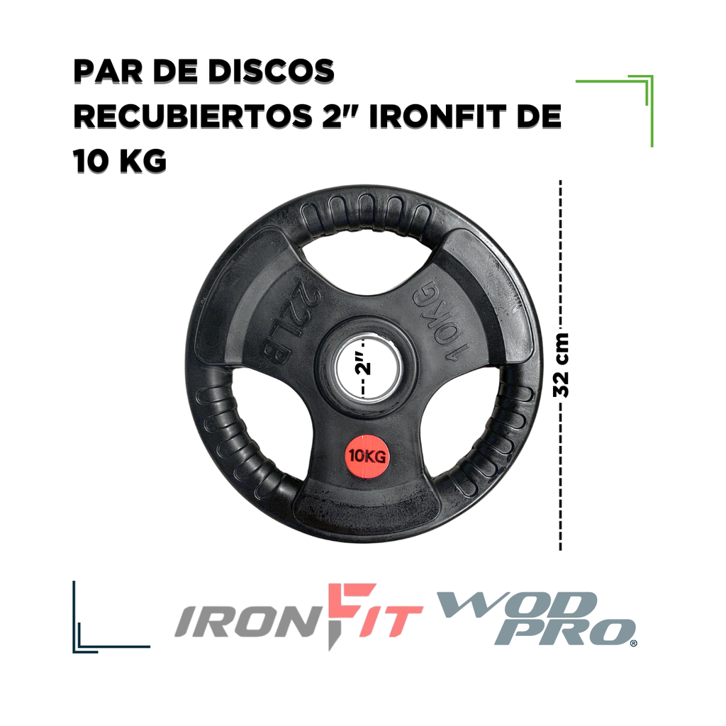 Par de Discos Recubiertos 2" IronFit de 10 kg