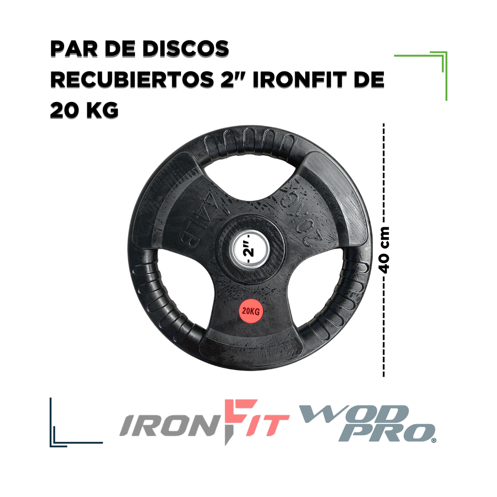 Par de Discos Recubiertos 2" IronFit de 20 kg