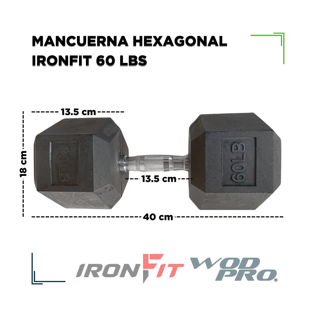 Par de Mancuernas Hexagonales IronFit 60 Lbs