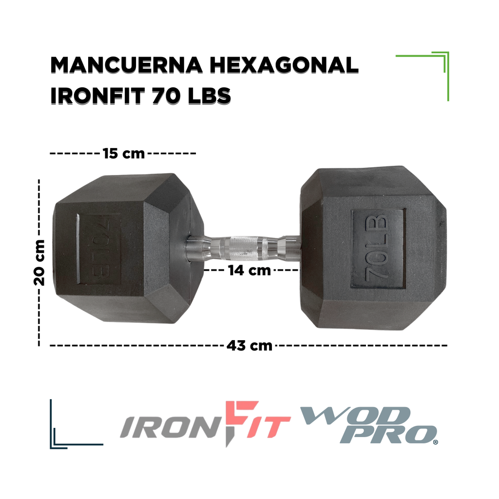 Par de Mancuernas Hexagonales IronFit 70 Lbs