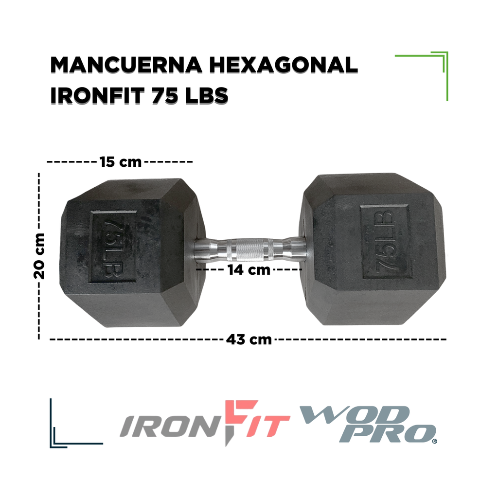 Par de Mancuernas Hexagonales IronFit 75 Lbs