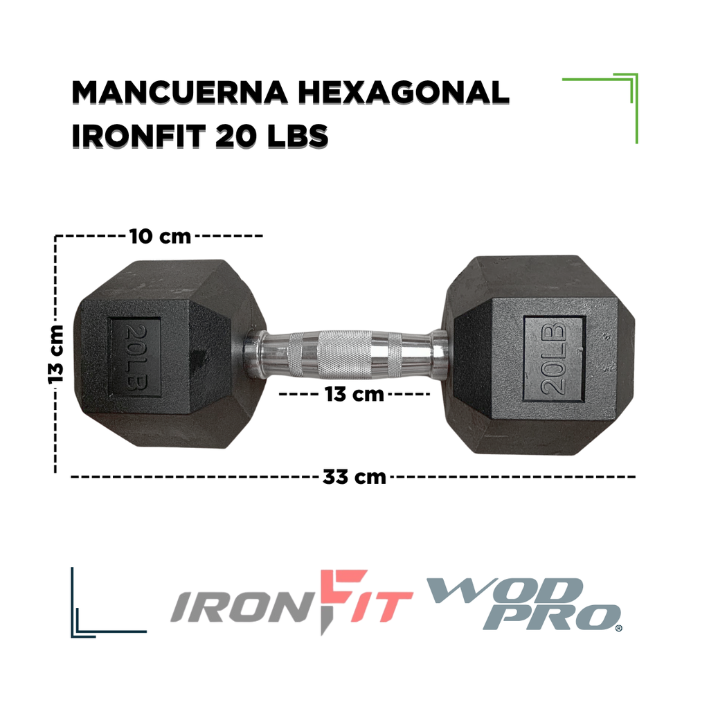 Par de Mancuernas Hexagonales IronFit 20 Lbs