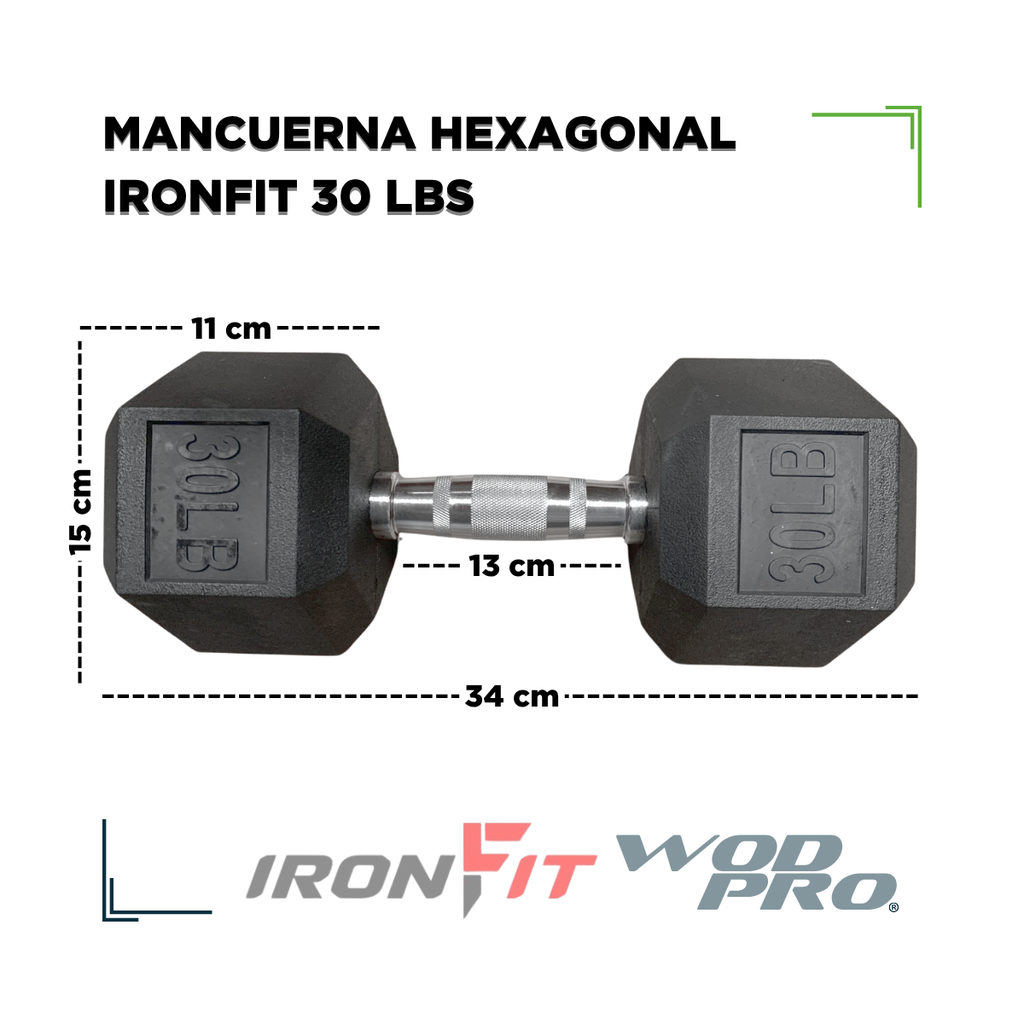 Par de Mancuernas Hexagonales IronFit 30 Lbs