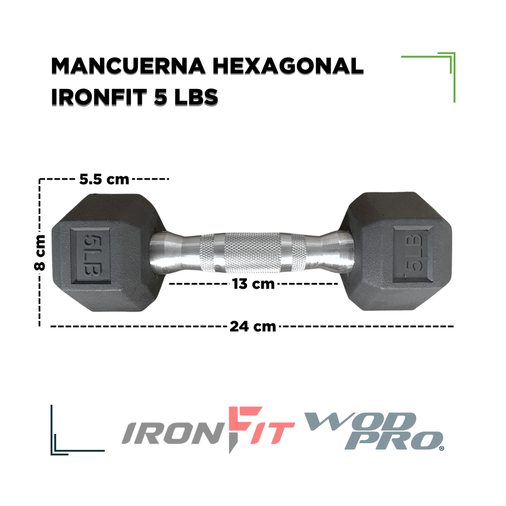 Par de Mancuernas Hexagonales IronFit 5 Lbs