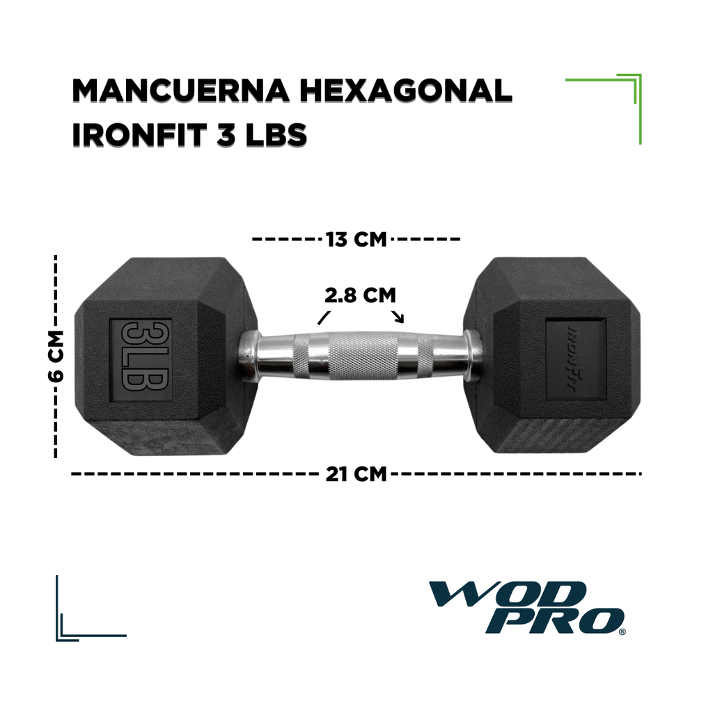 Par de Mancuernas Hexagonales IronFit 3 Lbs
