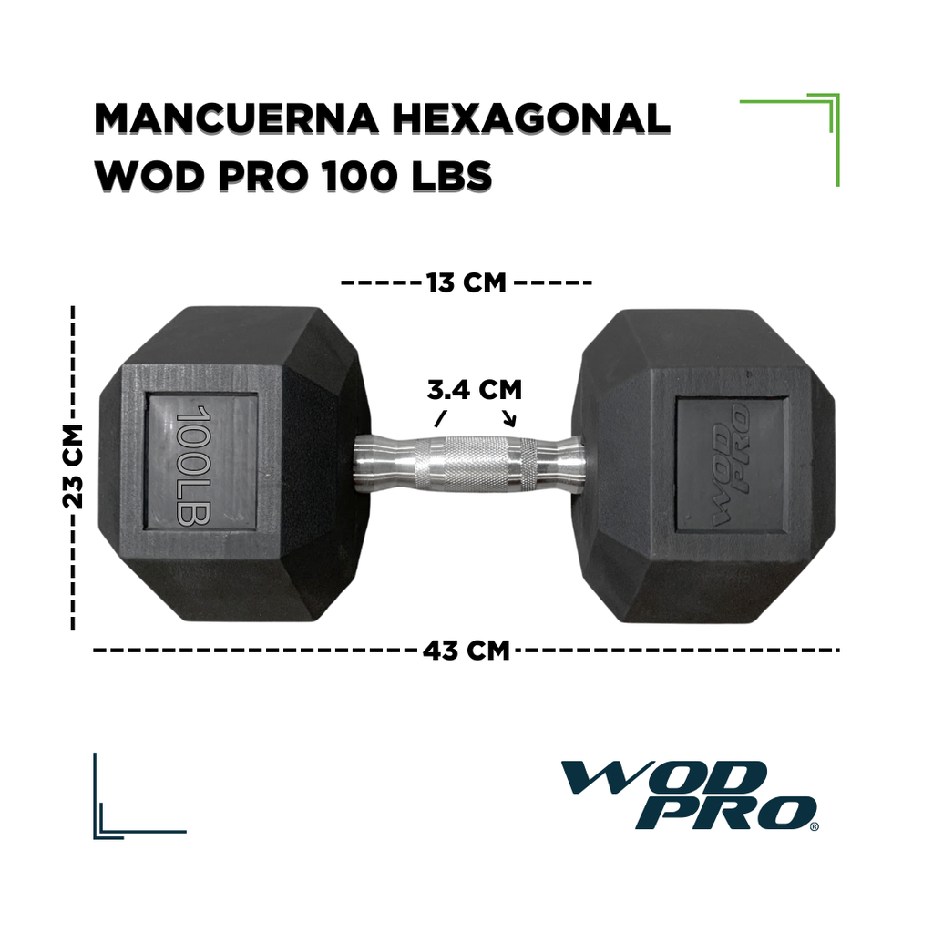 Par de mancuernas hexagonales 100 Libras Wod Pro