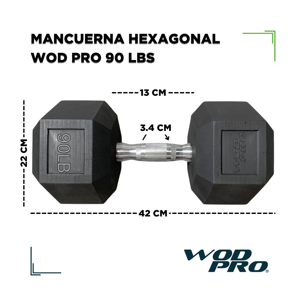 Par de mancuernas hexagonales 90 Libras Wod Pro
