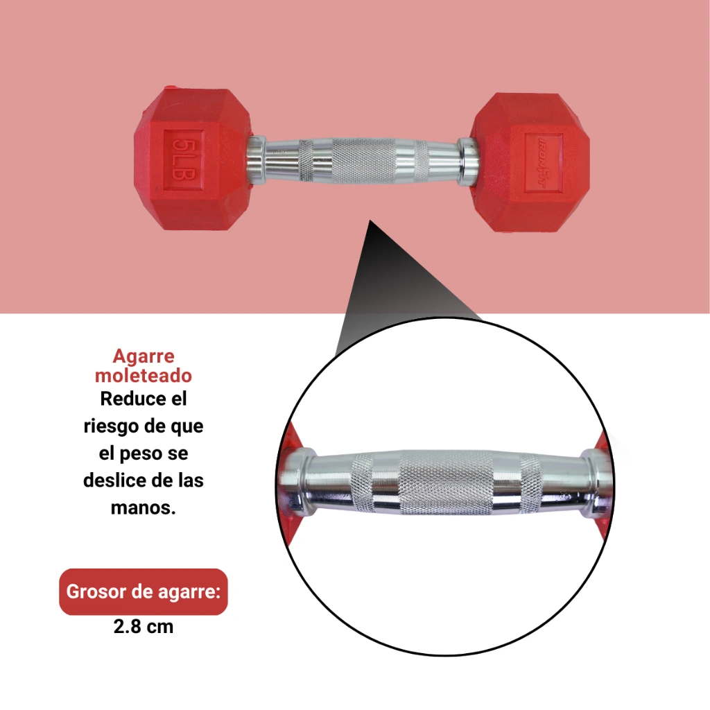 Mancuernas Rojas IronFit 5 lbs (4).webp