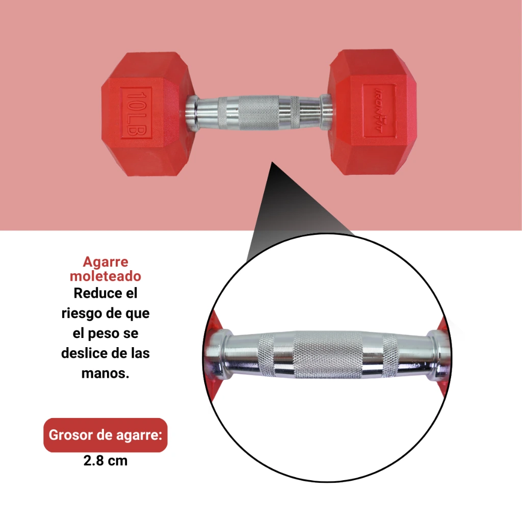 Mancuernas Rojas IronFit 10 lbs (3).webp