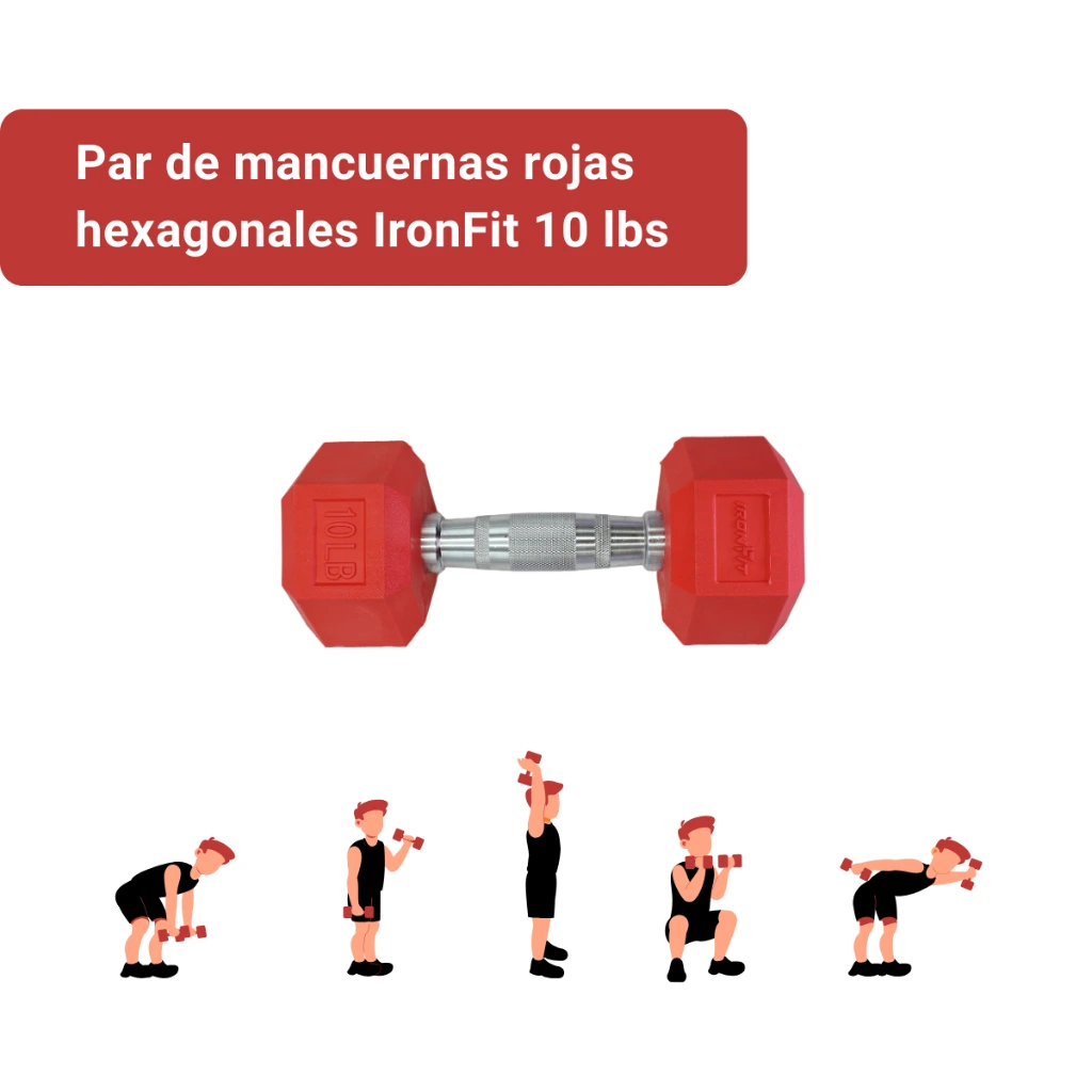Mancuernas Rojas IronFit 10 lbs.webp