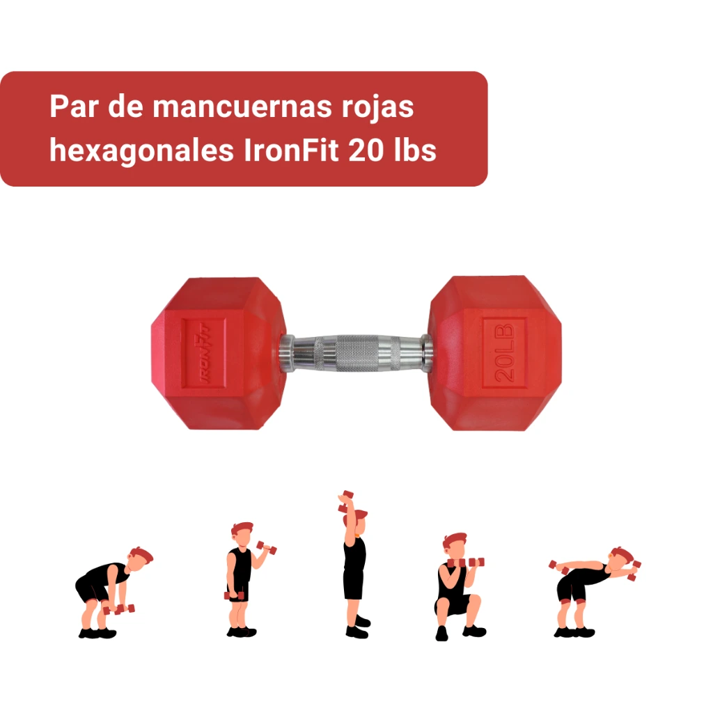 Mancuernas Rojas IronFit 20 lbs (2).webp