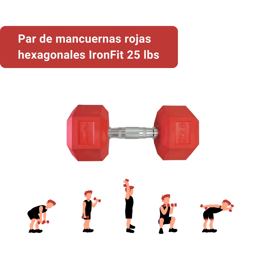 Mancuernas Rojas IronFit 20 lbs (2).webp