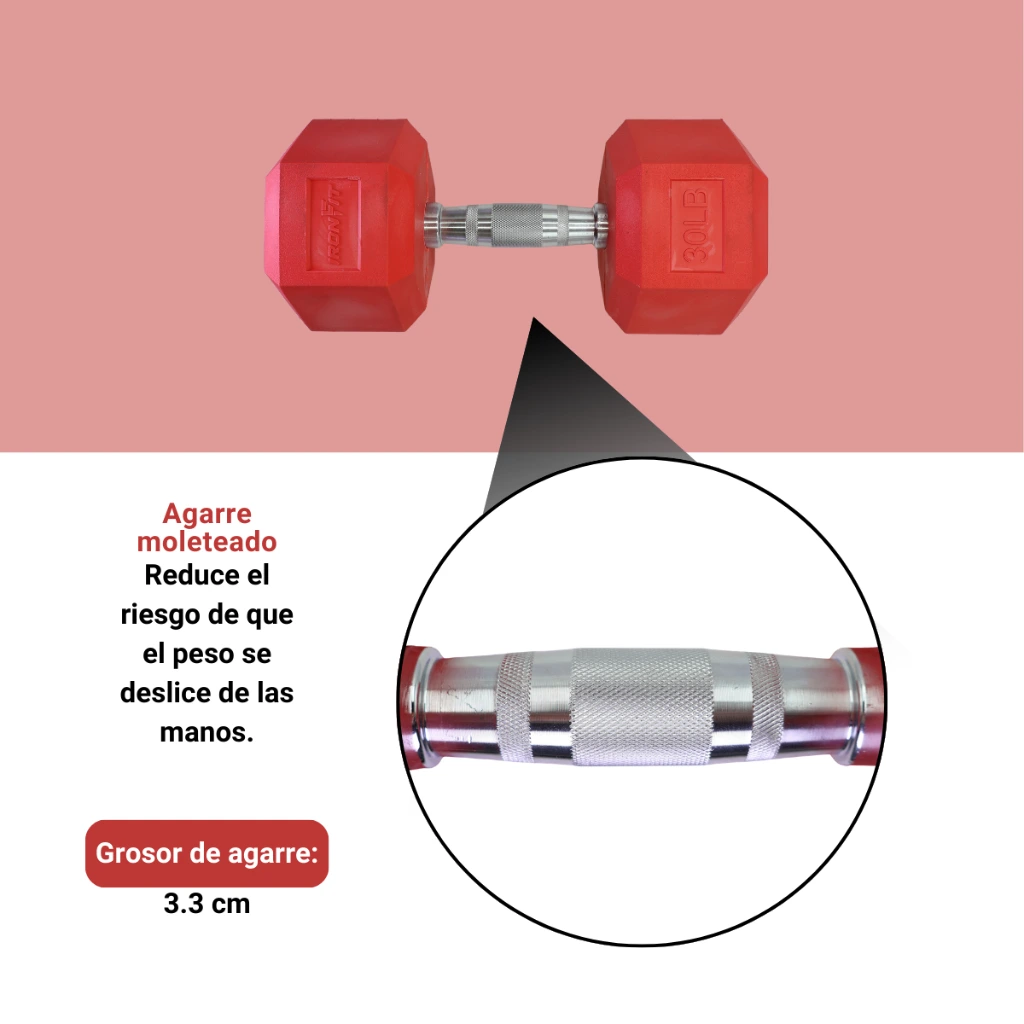 Mancuernas Rojas IronFit 30 lbs (4).webp