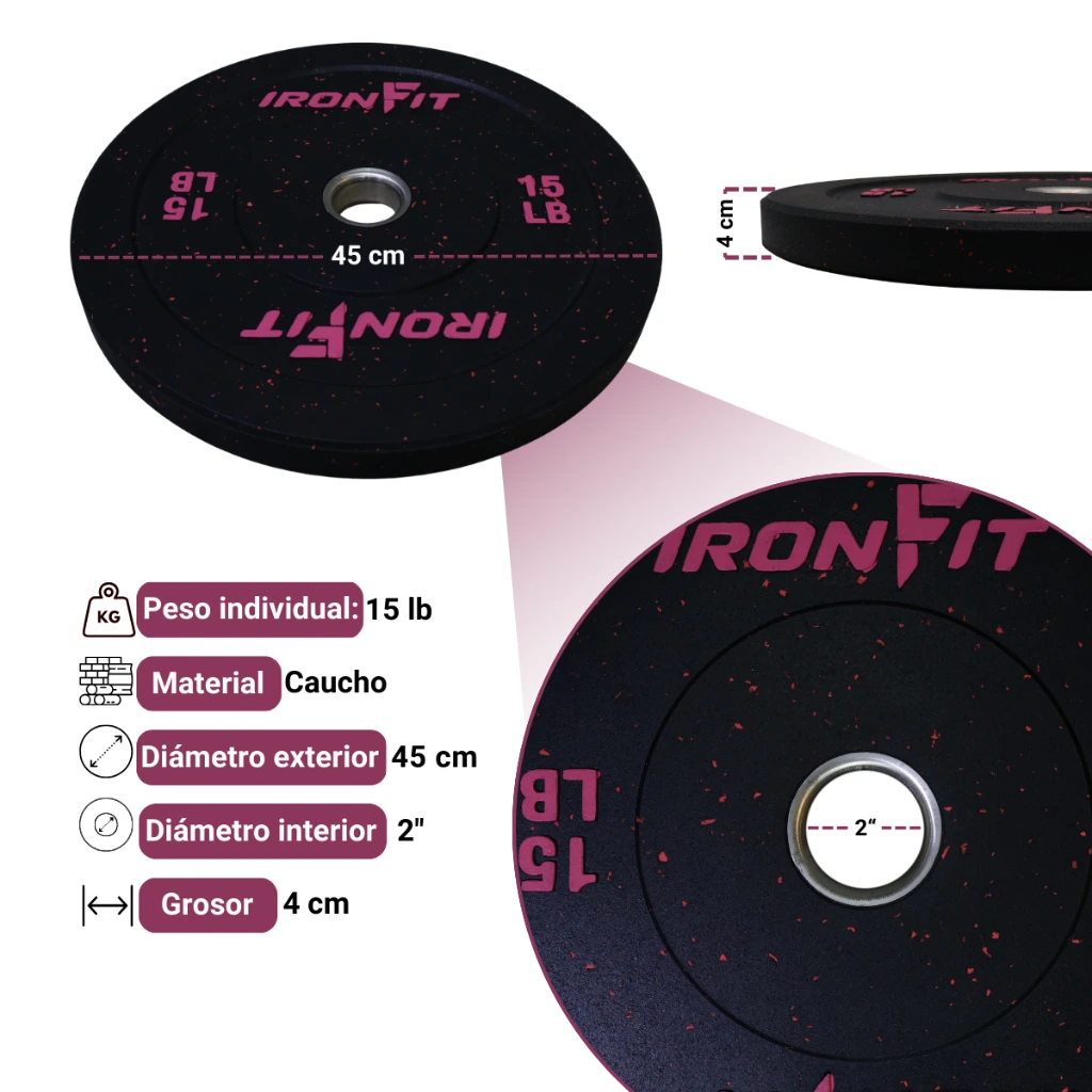 Par de Discos Bumper Hi Temp IronFit de 15 Lbs (3).webp
