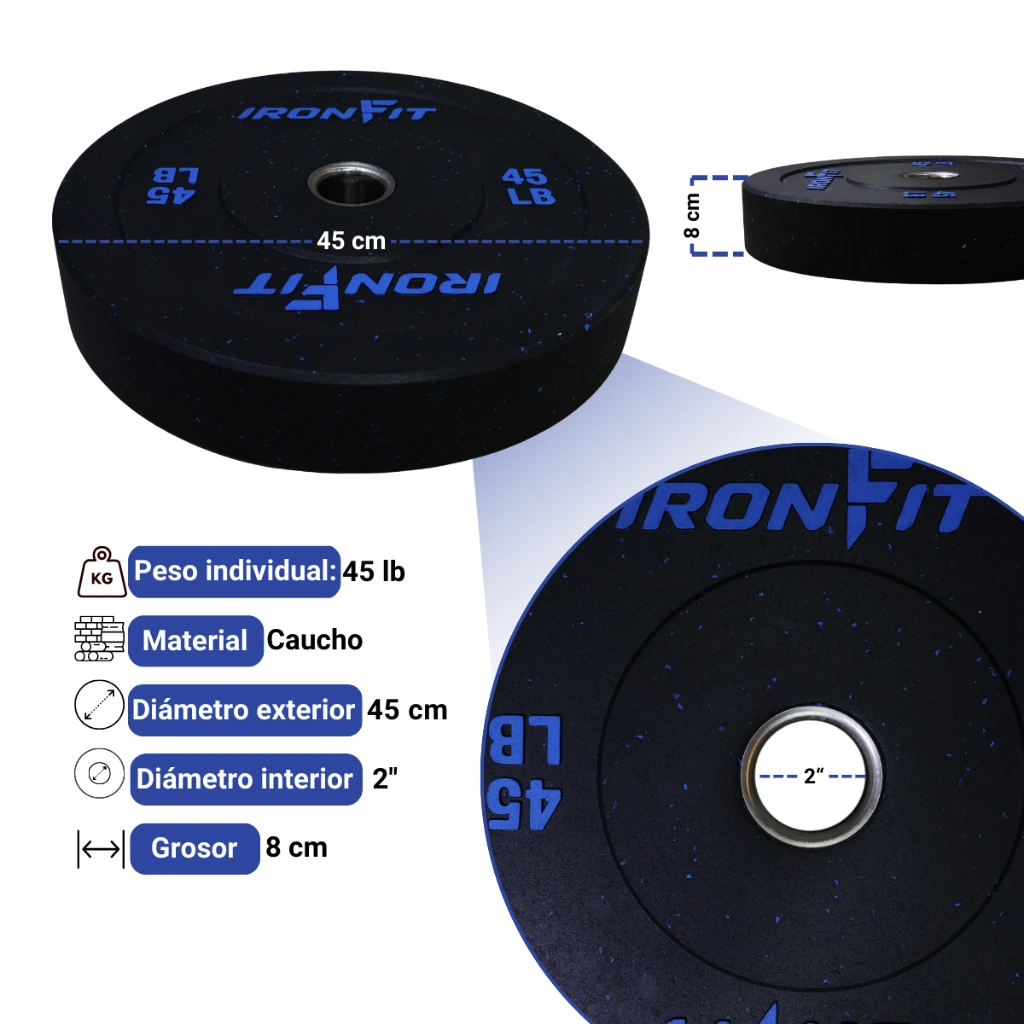 Par de Discos Bumper Hi Temp IronFit de 45 Lbs (3).webp