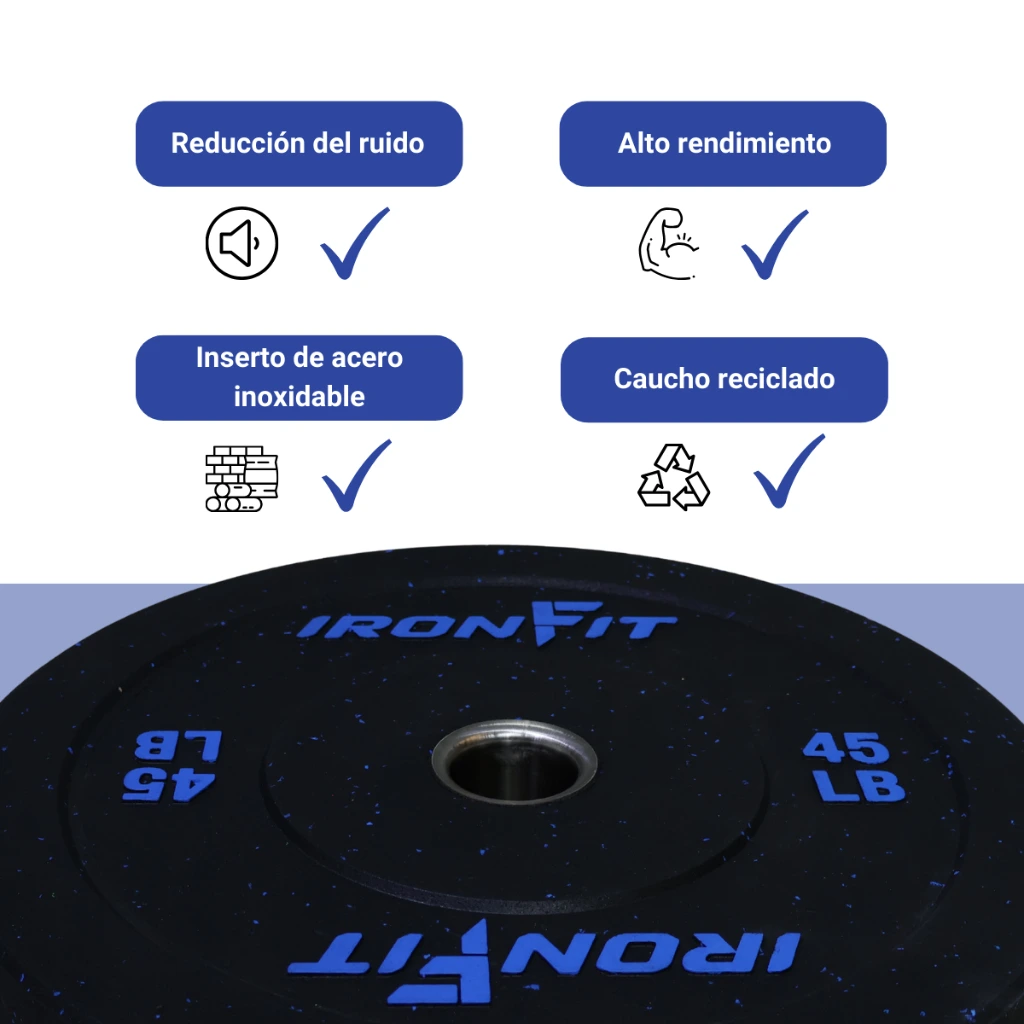 Par de Discos Bumper Hi Temp IronFit de 45 Lbs (4).webp