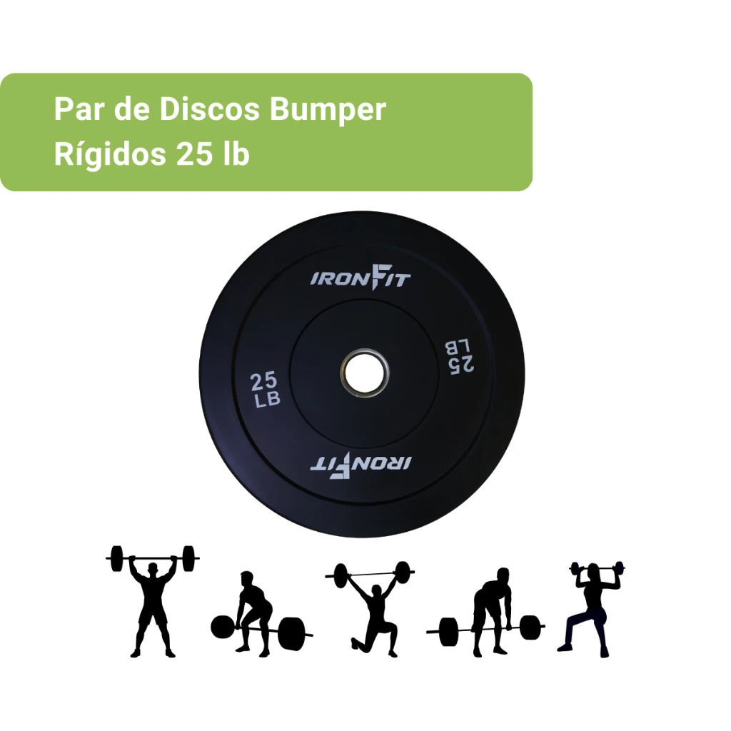 Par Discos Bumper Rígidos IronFit 25 lb.webp