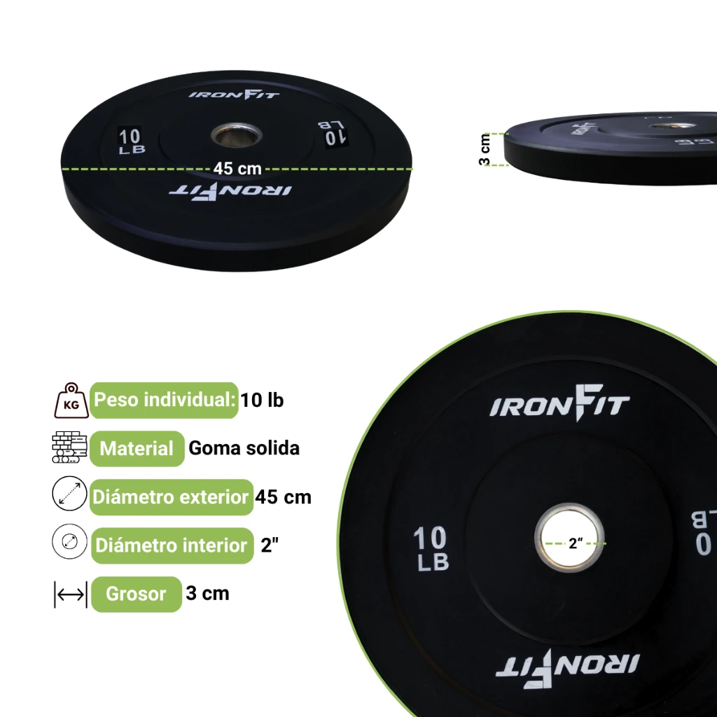 Par Discos Bumper Rígidos 10 lb IronFit  (2).webp
