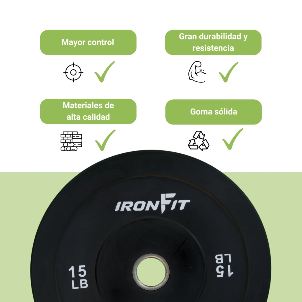 Par Discos Bumper Rígidos 15 lb IronFit  1.webp