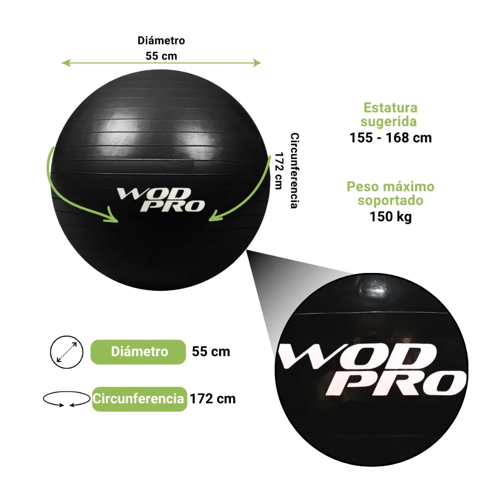 Pelota de Yoga Wod Pro con Bomba para Inflar 55 cm (2).webp