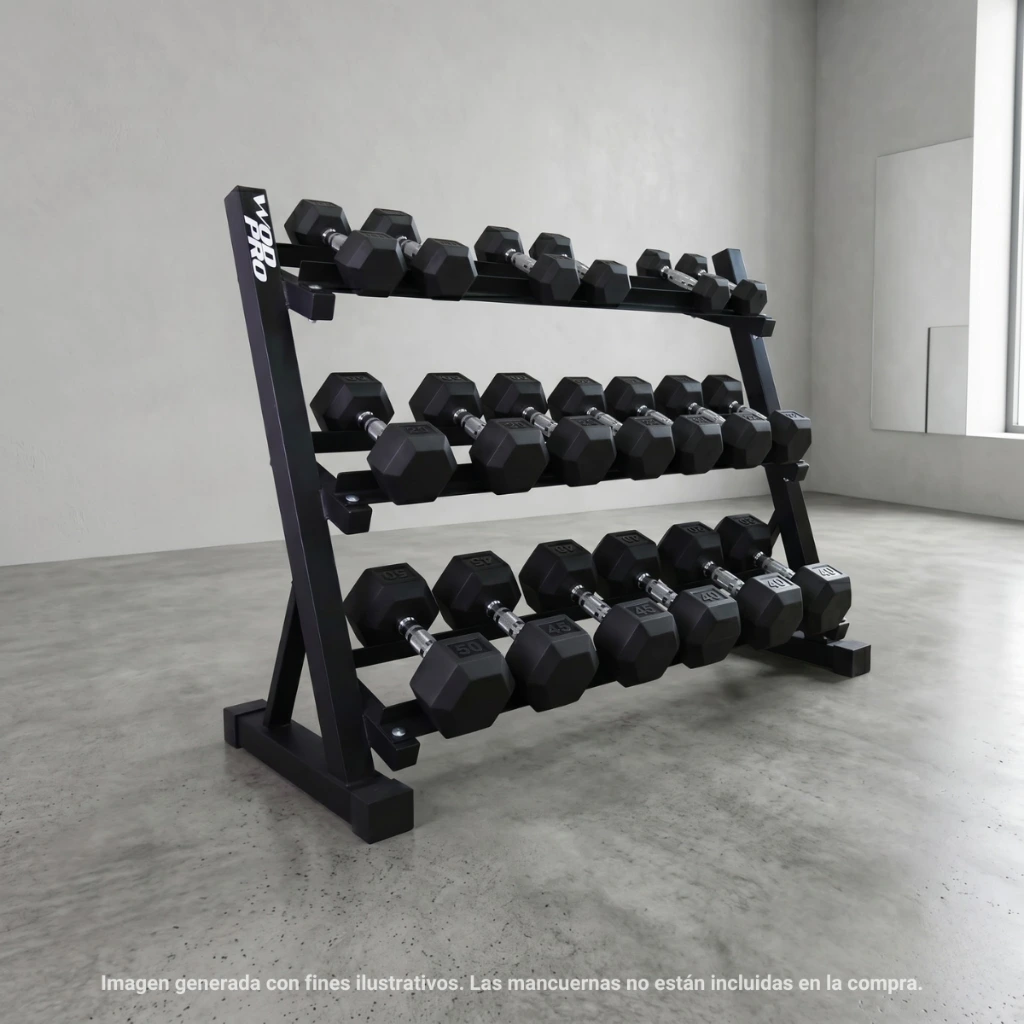 Rack Horizontal Wod Pro de 3 Niveles para 10 Pares de Mancuernas (6).webp