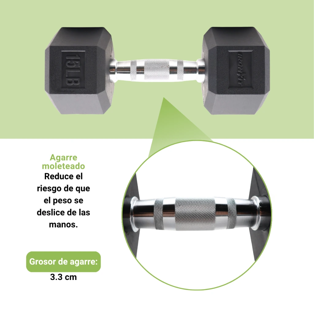 Mancuernas Hexagonales IronFit 15 lb (4).webp