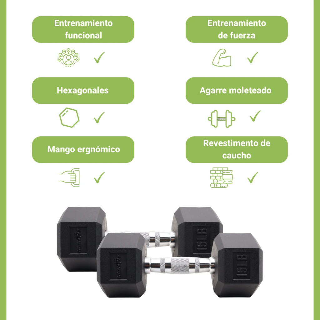 Mancuernas Hexagonales IronFit 15 lb (5).webp