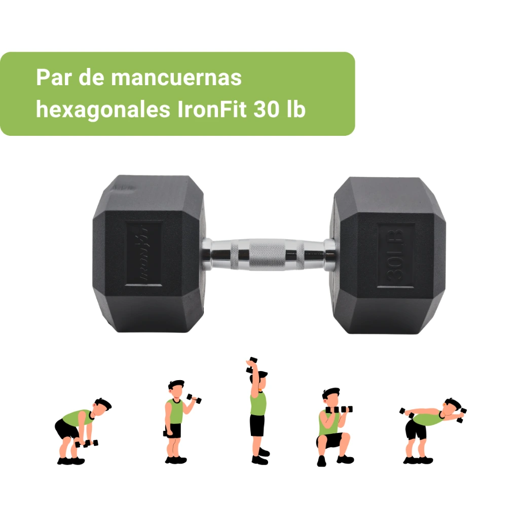 Mancuernas Hexagonales IronFit 30 lb.webp