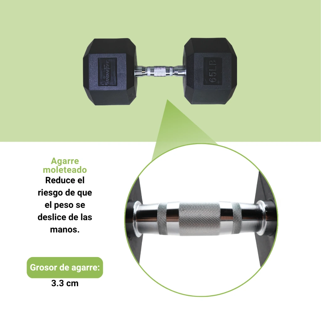 Mancuernas Hexagonales IronFit 65 lb (4).webp