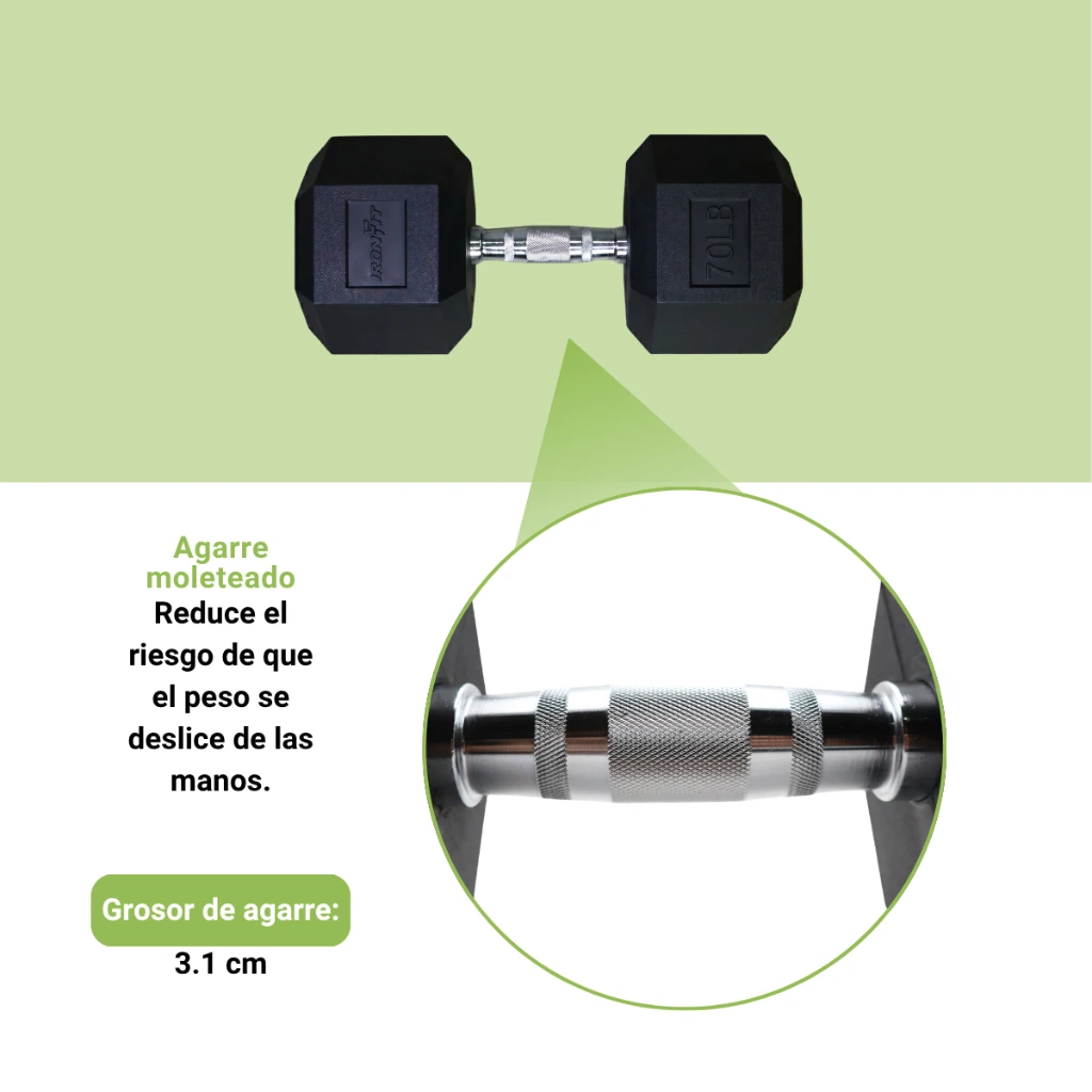 Mancuernas Hexagonales IronFit 70 lb (4).webp