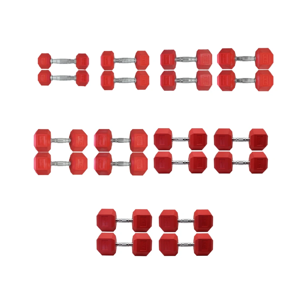 [A000028903] Set de Mancuernas Hexagonales Rojas IronFit 550 Lbs  (5 - 50 Lbs)